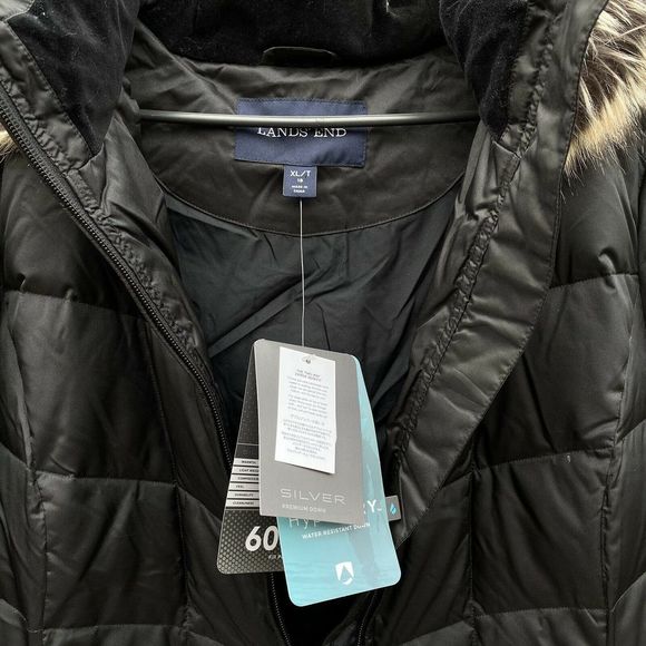 Lands End Down Insulated Faux Fur Trim Parka Coat - Picture 4 of 5